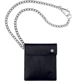 Пепельница ST Dupont DIAMOND карман. в коже на цепочке 29см черн Du83109
