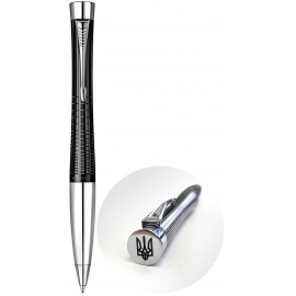 Ручка кулькова Parker URBAN Premium Ebony Metal Chiselled BP Тризуб на торці 21232Ч_TR