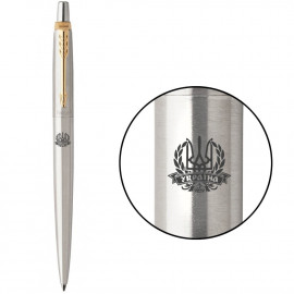 Ручка кулькова Parker JOTTER Stainless Steel GT BP Тризуб з лавровим вінком 16032_T054b