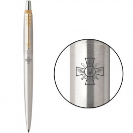 Ручка кулькова Parker JOTTER ARMY Stainless Steel GT BP Емблема ГШ ЗСУ 16032_W005b