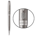 Ручка шариковая Parker SONNET UKRAINE Stainless Steel CT BP Трезубец бел. 84232_T001w
