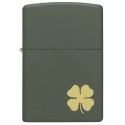 Запальничка Zippo Classics 221 Four Leaf Clover Design Green Matte 49796