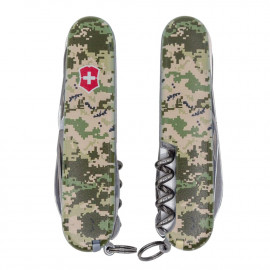 Складной нож Victorinox CLIMBER ARMY Пиксель с крас. лого 1.3703.3.W3941p
