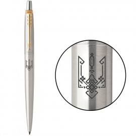 Ручка кулькова Parker JOTTER Stainless Steel GT BP Тризуб етніка 16032_T067b
