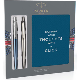 Набір Parker JOTTER Waterloo Blue CT BP + Stainless Steel CT BP (2 кулькові ручки + блокнот)