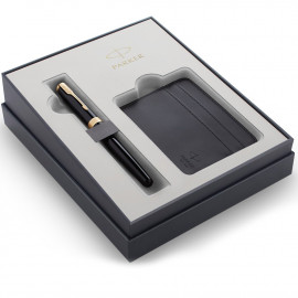 Набір Parker SONNET Black Lacquer GT FP M (перова ручка + картхолдер)