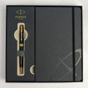 Набор Parker SONNET Black Lacquer GT BP (шариковая ручка + блокнот Parker)