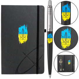 Набір Parker JOTTER UKRAINE Black CT BP Тризуб фігурний на тлі прапора (кулькова ручка + блокнот)