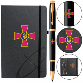 Набір Parker IM ARMY Black GT RB Емблема ЗСУ (ручка-ролер + блокнот Parker)