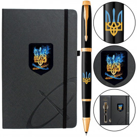 Набор Parker IM UKRAINE Black GT RB Пылающий Трезубец (ручка-роллер + блокнот Parker)