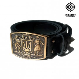 Ремень Patriot Collection мужской черн. c пряжкой Герб Pc001