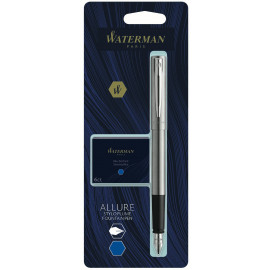 Ручка перьевая Waterman ALLURE Chrome CT FP F + Картриджи Mini блистер 13 314b2