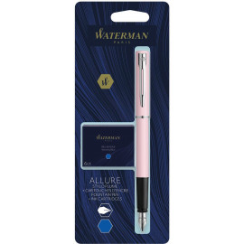 Ручка перьевая Waterman ALLURE Pastel Pink CT FP F + Картриджи Mini блистер 13 316b2