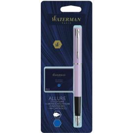 Ручка перьевая Waterman ALLURE Pastel Purple CT FP F + Картриджи Mini блистер 13 319b2