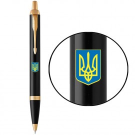 Ручка кулькова Parker IM UKRAINE Black GT BP Герб України синьо-жовт. 22032_T0076u