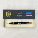 Ручка шариковая Parker IM UKRAINE Black GT BP Трезубец фигурный на фоне флага 22032_T1026u