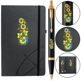 Набір Parker IM UKRAINE Black GT BP Квіти (кулькова ручка + блокнот Parker)