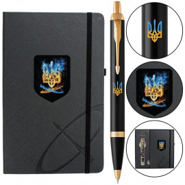 Набір Parker IM UKRAINE Black GT BP Палаючий Тризуб (кулькова ручка + блокнот Parker)