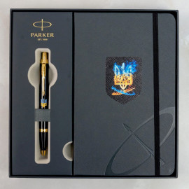 Набор Parker IM UKRAINE Black GT BP Пылающий Трезубец (шариковая ручка + блокнот Parker)