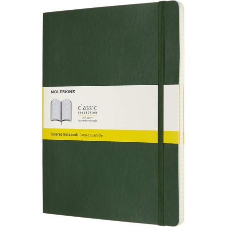 Записная книжка Moleskine Classic большая / Клеточка Миртовый Зеленый Мягкий QP622K15