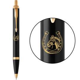 Ручка шариковая Parker IM ZODIAC Black GT BP Конь с подковой 22032_Z505y