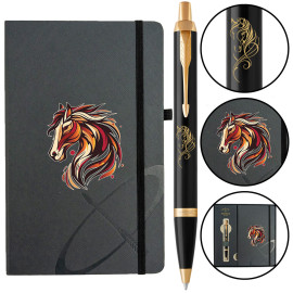 Набор Parker IM ZODIAC Black GT BP Красный конь (шариковая ручка + блокнот Parker)