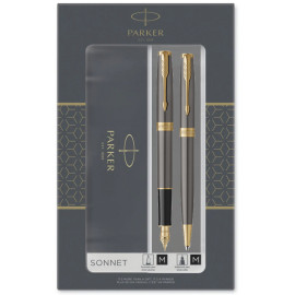 Набір ручок Parker SONNET Grey Lacquer GT FP+BP (перова + кулькова)