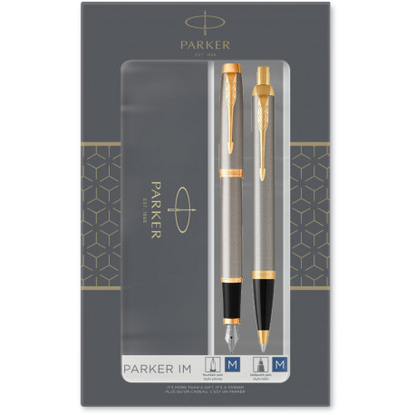 Набор ручек Parker IM Brushed Metal GT FP+BP (перьевая + шариковая)