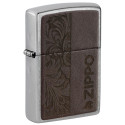 Зажигалка Zippo Classic Brown Leather Emblem - Zippo Design Street Chrome 46920