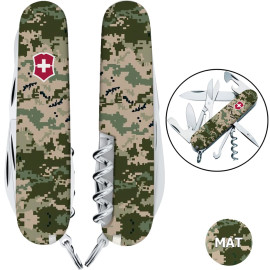 Складной нож Victorinox CLIMBER ARMY Пиксель с крас. лого 1.3703.3.W3941p