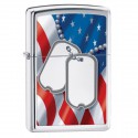Зажигалка Zippo Classics Flag & Dog Tags High Polish Chrome Zp28291