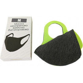 Маска захисна багаторазова двостор. Сер-Зел. M в упаковці Ma90744