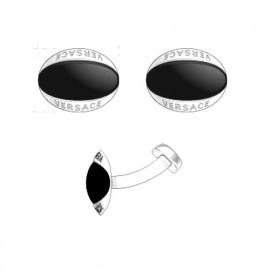 Запонки Versace Silver Oval With Black Enamel Versace Engraved Vrhmv7o6ba0000000