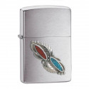 Зажигалка Zippo Classics Feather Stone Emblem Brushed Chrome Zp20606