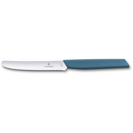 Ніж для томатів Victorinox SWISS MODERN Tomato&Sausage 11см хвил син 6.9006.11W2