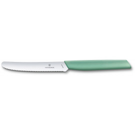 Нож для томатов Victorinox SWISS MODERN Tomato&Sausage 11см волн зелен 6.9006.11W41