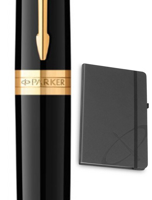 Набір Parker INGENUITY Black Lacquer GT BP (кулькова ручка + блокнот Parker)