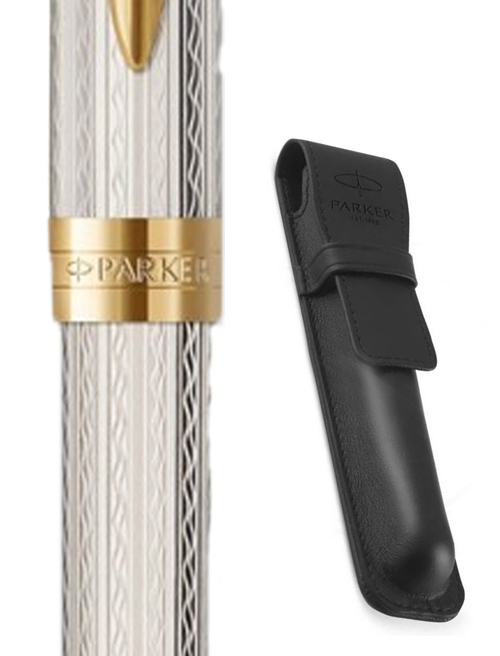 Набор Parker SONNET Silver Mistral GT BP (шариковая ручка + кожаный чехол)