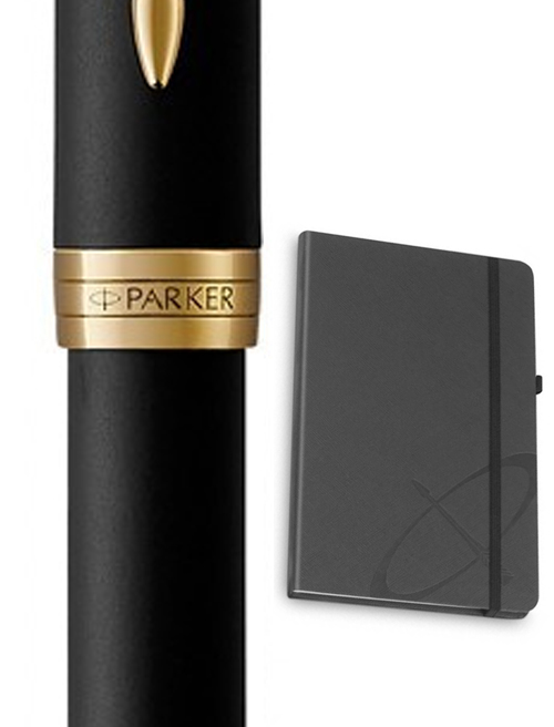 Набір Parker SONNET Matte Black Lacquer GT FP F (перова ручка + блокнот Parker)