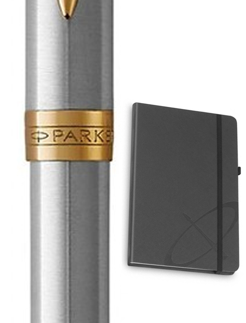 Набір Parker SONNET Stainless Steel GT BP (кулькова ручка + блокнот Parker)