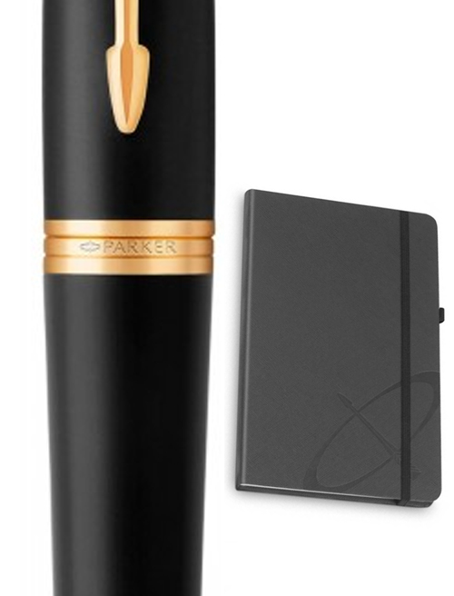 Набір Parker URBAN Muted Black GT FP F (перова ручка + блокнот Parker)