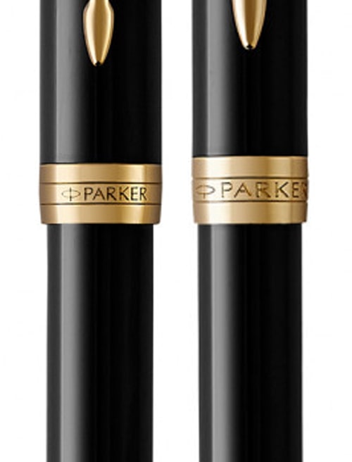 Набір ручок Parker SONNET Black Lacquer GT FP+BP (перова + кулькова)