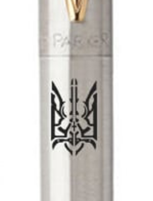 Ручка шариковая Parker JOTTER Stainless Steel GT BP Трезубец воинственный 16032_T057b