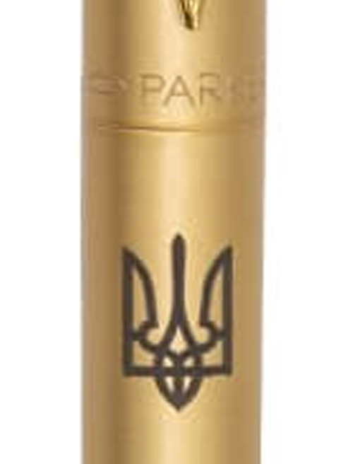 Ручка шариковая Parker JOTTER XL UKRAINE Monochrome Gold GT BP Трезубец 12532_T001b