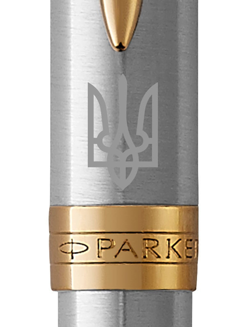 Ручка кулькова Parker SONNET UKRAINE Stainless Steel GT BP Тризуб біл. 84132_T001w